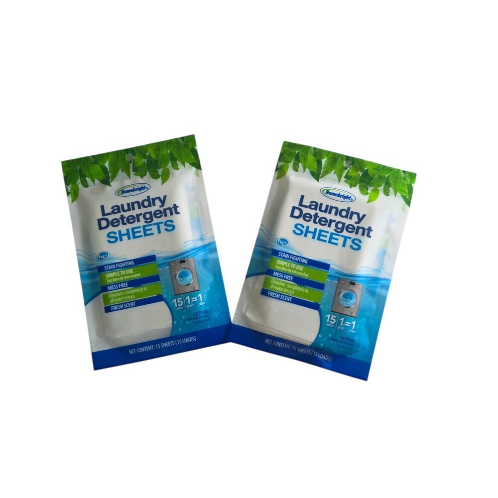 Homebright Laundry Detergent Sheets Fresh Scent ~2pk